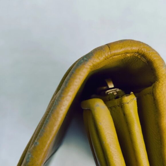 Miu Miu Wallet Matelasse Flap Long Wallet Calfskin Mustard Yellow No Returns - Picture 16 of 16